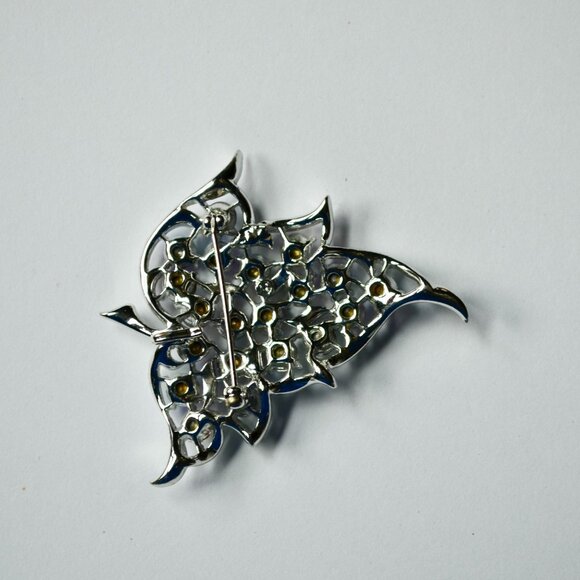 Sarah Coventry Aurora Borealis Leaf Red AB Silver Brooch Vintage - Picture 2 of 2